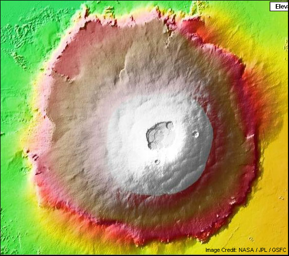 Googe Earth, Olympus Mons closeup