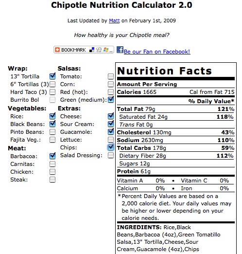 calories counter chipotle